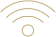 Wi-Fi signal icon with four curved lines above a small circle, indicating wireless internet connectivity.